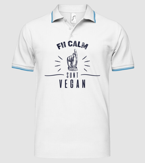 fii calm, sunt VEGAN model alb pe tricou