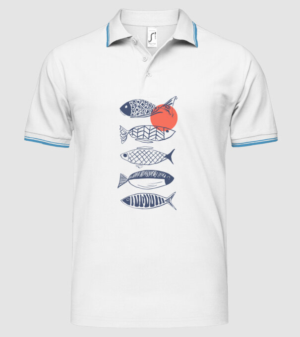 Fish model alb pe tricou