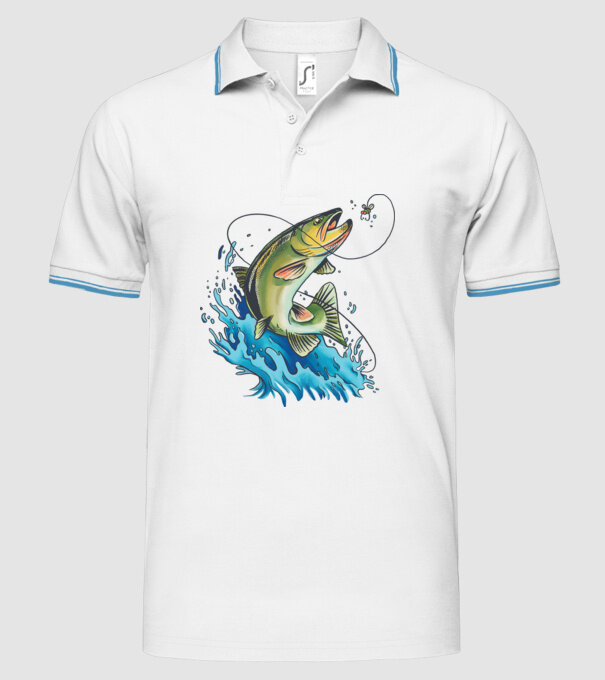 Fish model alb pe tricou