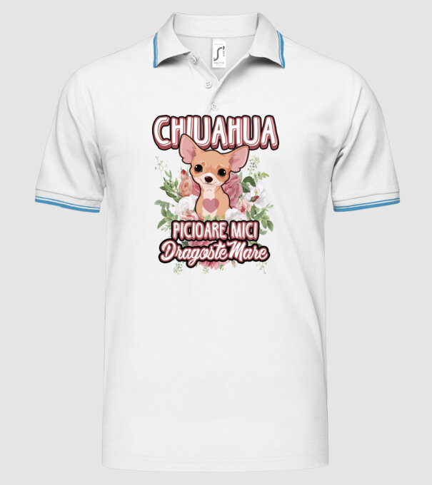 chihuahua : picioare mici dragoste mare model alb pe tricou