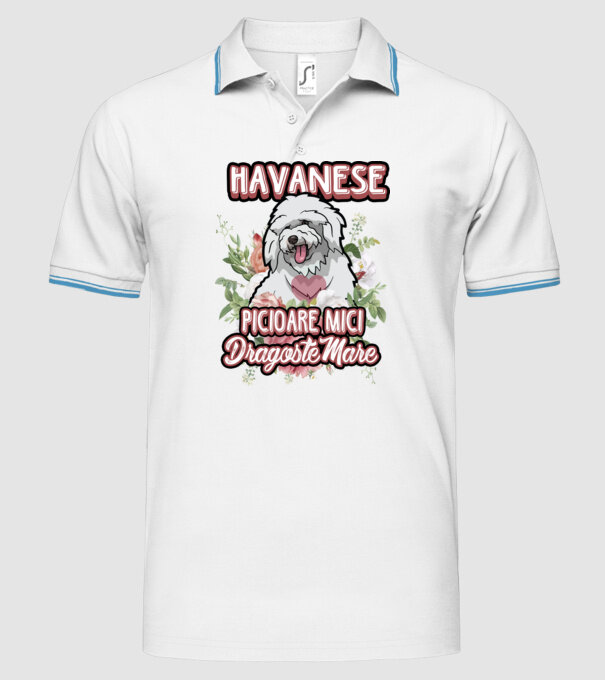havanese : picioare mici dragoste mare model alb pe tricou