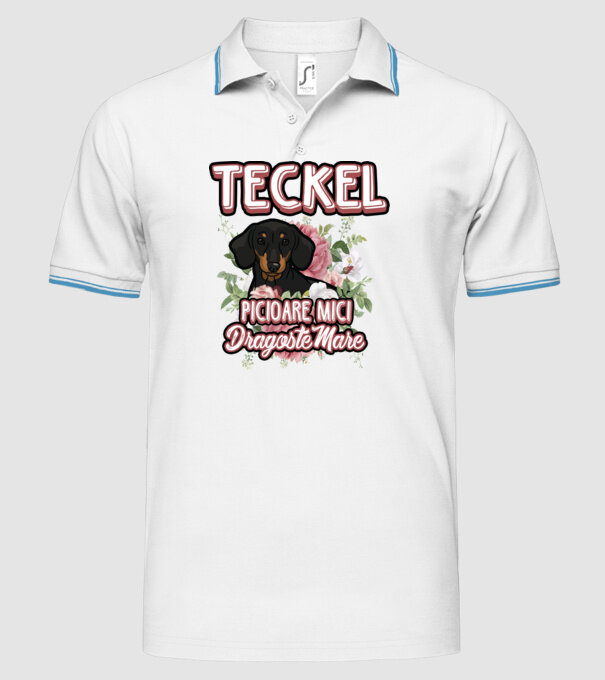 teckel : picioare mici dragoste mare model alb pe tricou
