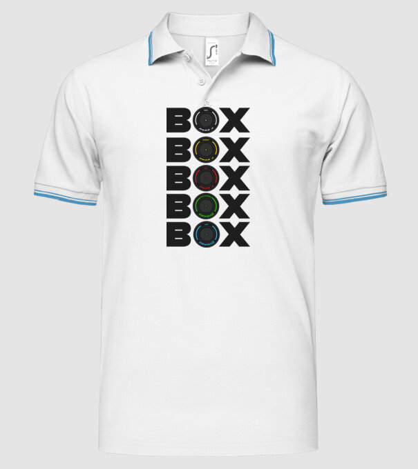 Forma1 box model alb pe tricou
