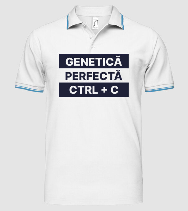 Genetică perfectă CTRL + C model alb pe tricou