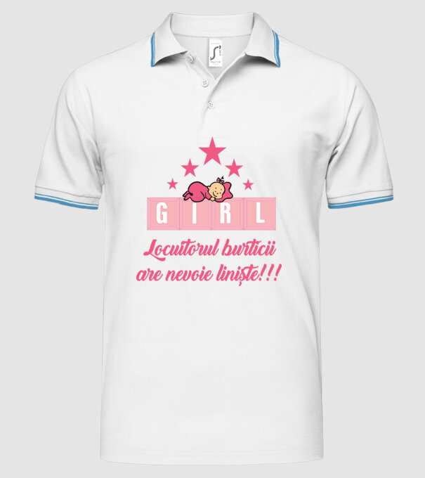 GIRL- Locuitoarea burticii are nevoie liniște model alb pe tricou
