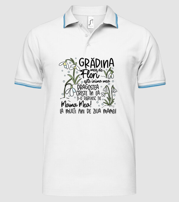 Grădina mea de flori model alb pe tricou
