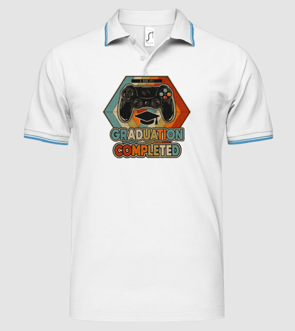 Graduatuion completed retro model alb pe tricou