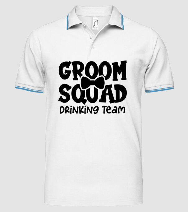 Groom Squad model alb pe tricou