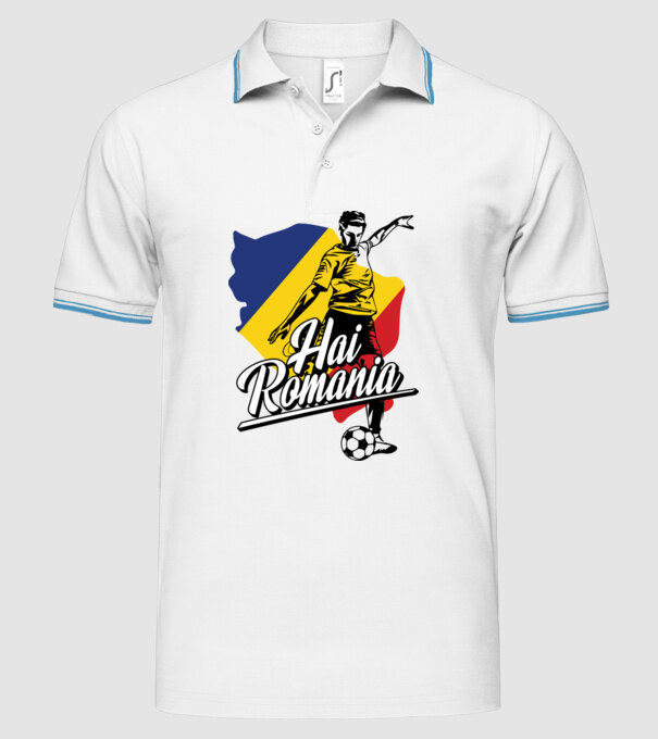 Hai romania fotbal model alb pe tricou