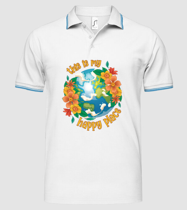 Happy Place model alb pe tricou