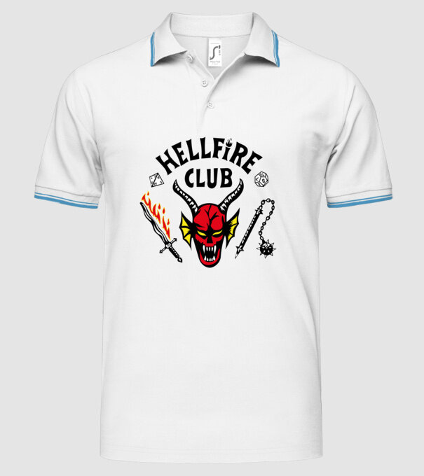 HELLFIRE CLUB model alb pe tricou