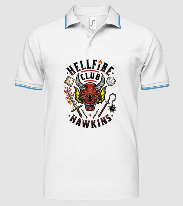 hellfire club hawkins model alb pe tricou