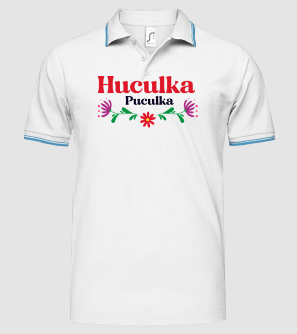 Huculka Puculka model alb pe tricou