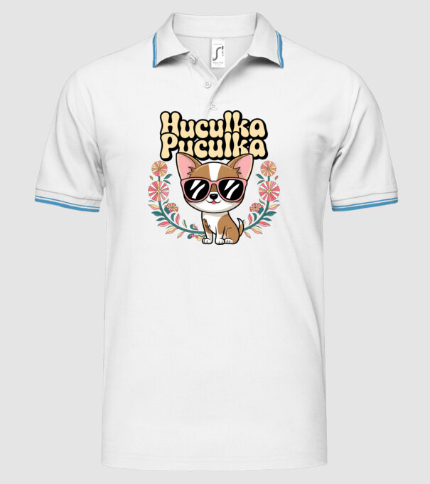 Huculka Puculka câine 1 model alb pe tricou