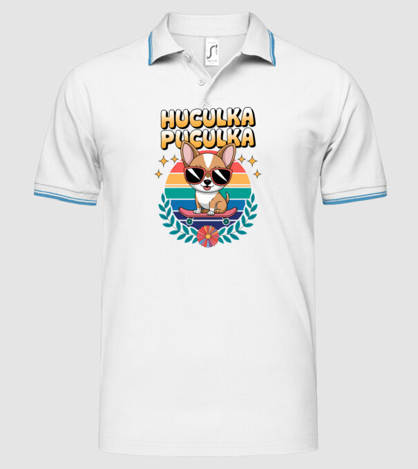 Huculka Puculka Câine 2 model alb pe tricou