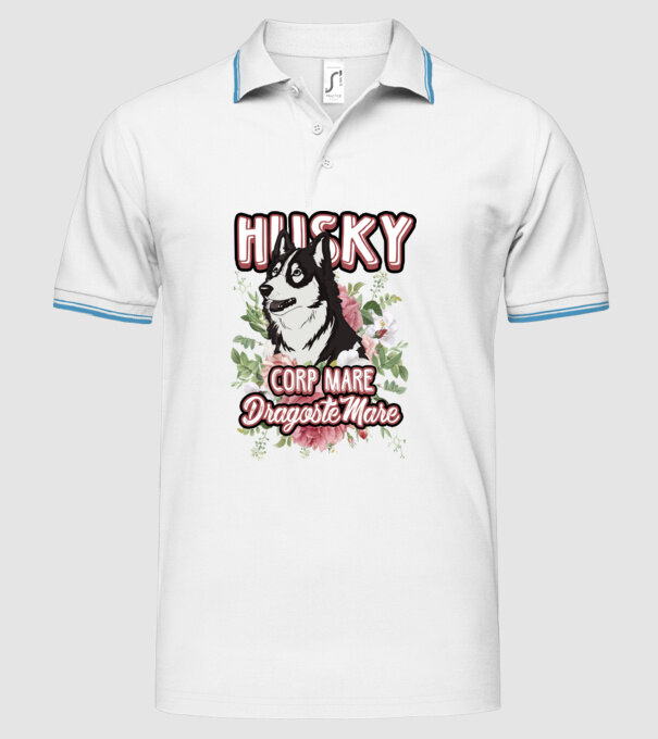 husky - corp mare, dragoste mare model alb pe tricou