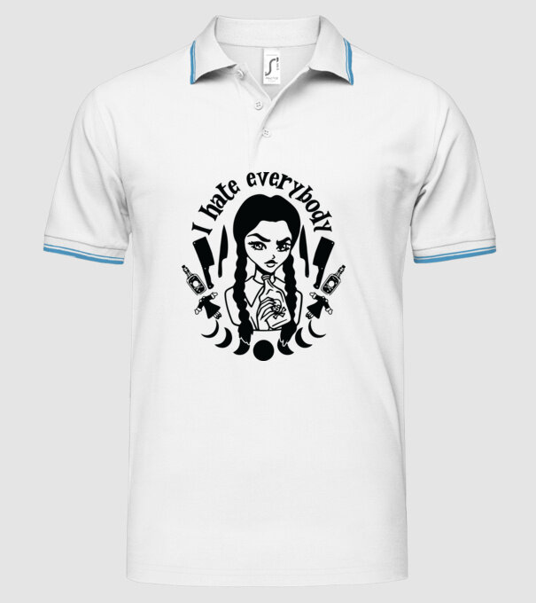 I hate everybody cartoon model alb pe tricou