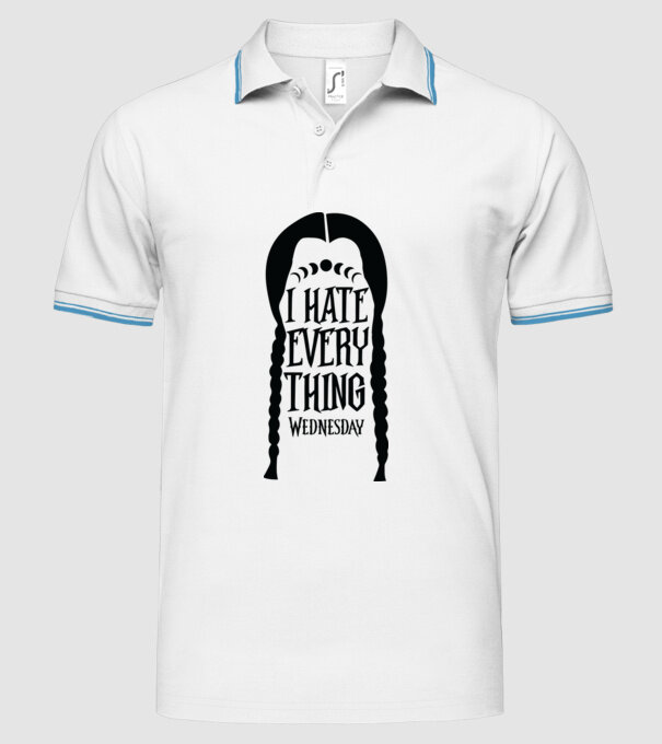 I hate everything model alb pe tricou