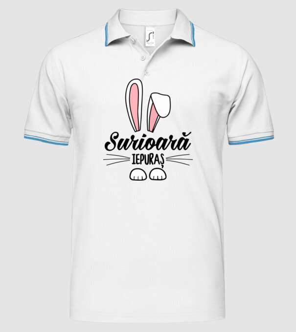 Iepuraș surioară model alb pe tricou