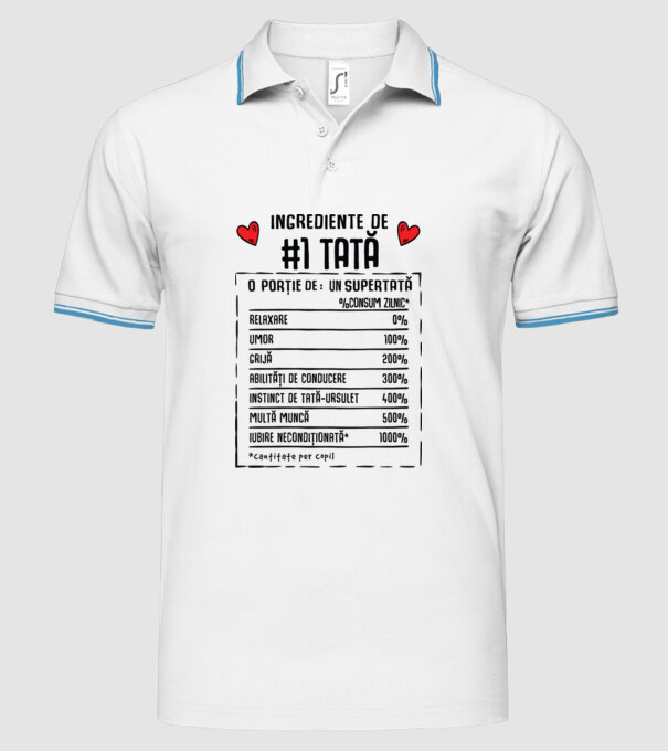 Ingrediente Tată model alb pe tricou