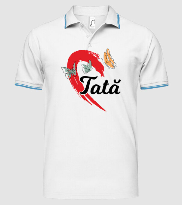 Tată model alb pe tricou