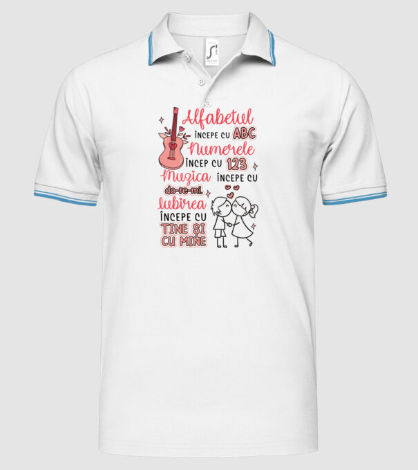 Iubirea începe cu-tine și cu mine model alb pe tricou