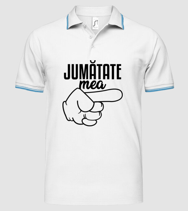Jumătate a mea model alb pe tricou