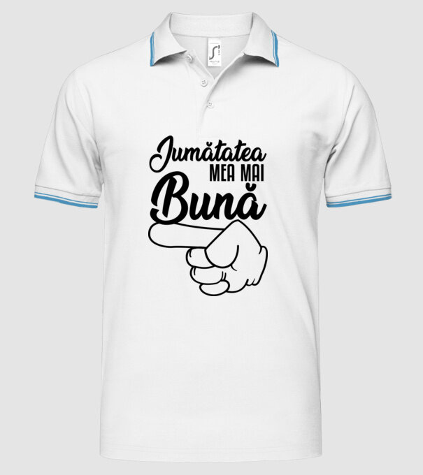 jumătatea mea mai bună model alb pe tricou