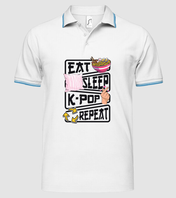 K-POP EAT SLEEP model alb pe tricou