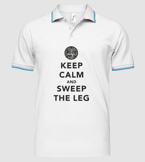Keep calm and weep the leg cobra kai model alb pe tricou