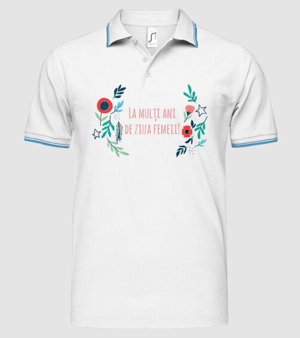 La mulți ani de ziua femeii model alb pe tricou