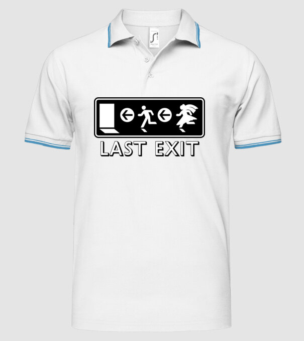 Last Exit model alb pe tricou