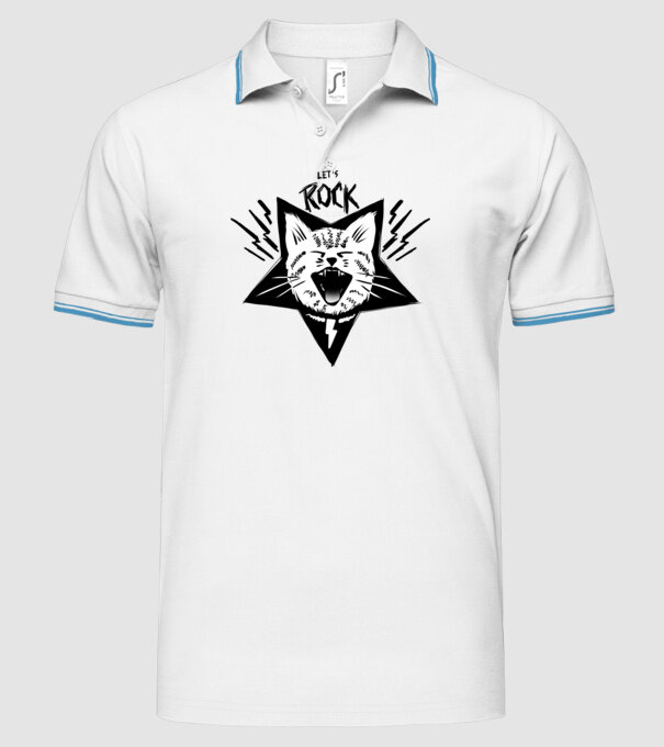 Let's Rock model alb pe tricou