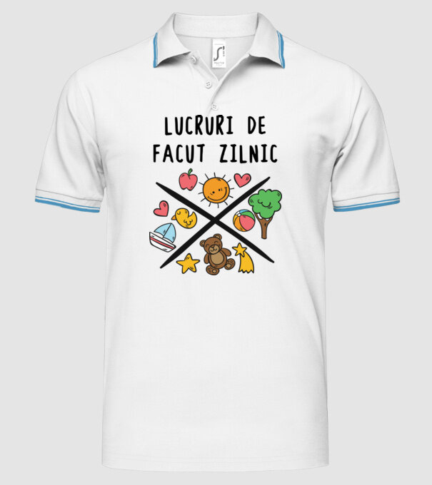 Lucruri de făcut zilnic model alb pe tricou