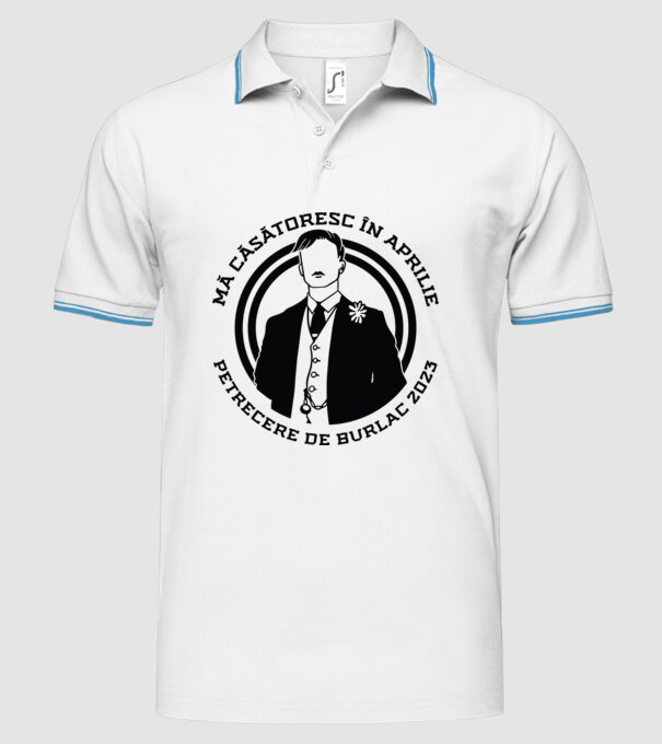 mă căsătoresc în aprilie - petrecere de burlac model alb pe tricou