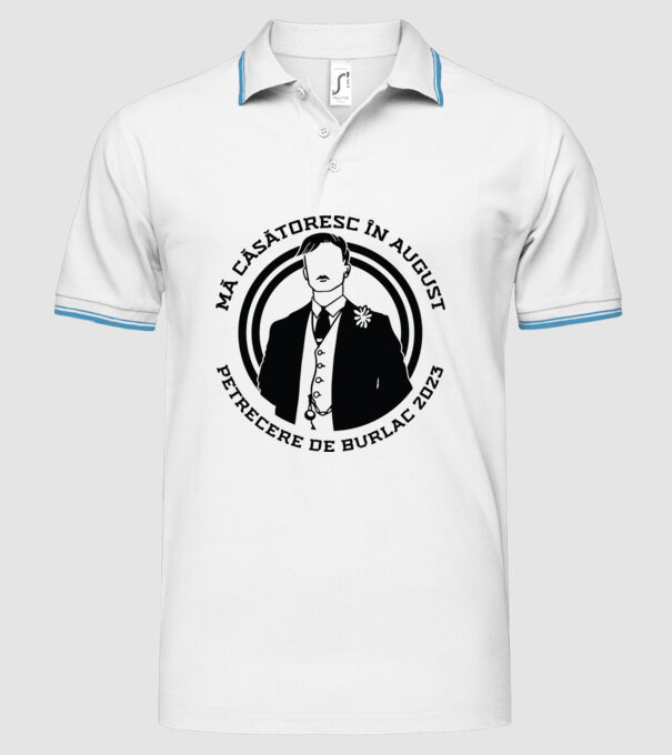 mă căsătoresc în august - petrecere de burlac model alb pe tricou