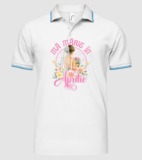mă mărit - în aprilie model alb pe tricou
