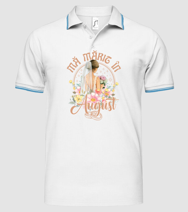mă mărit - în august model alb pe tricou