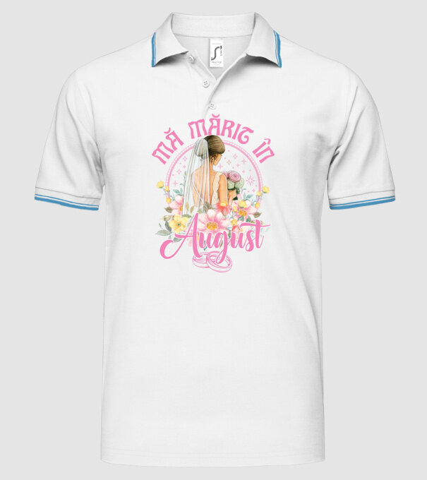 mă mărit - în august model alb pe tricou