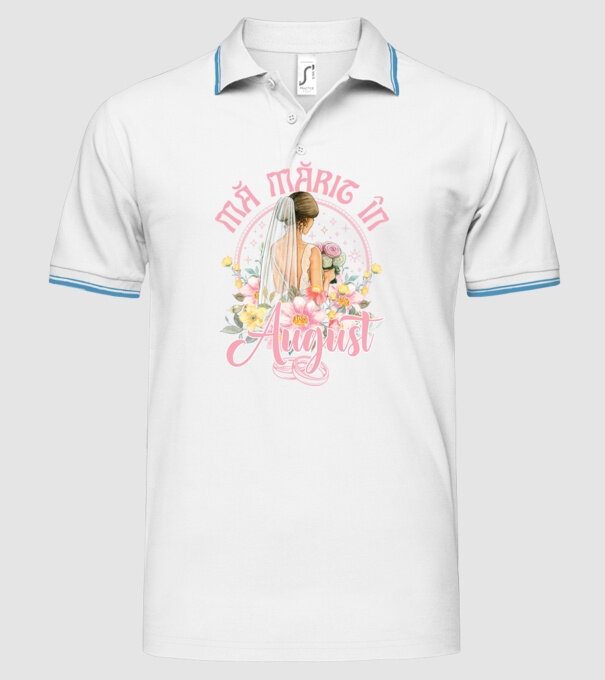 mă mărit - în august model alb pe tricou