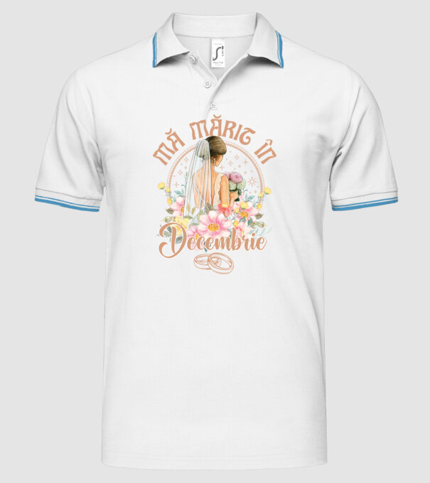 mă mărit - în decembrie model alb pe tricou