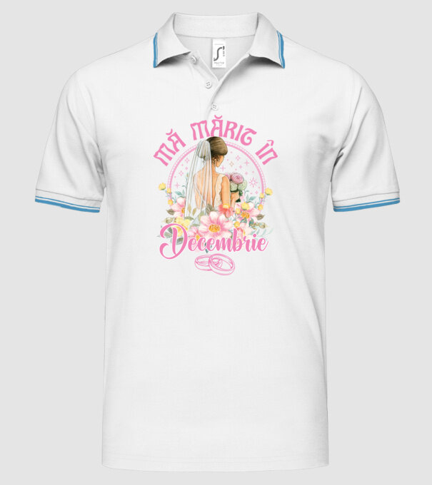 mă mărit - în decembrie model alb pe tricou
