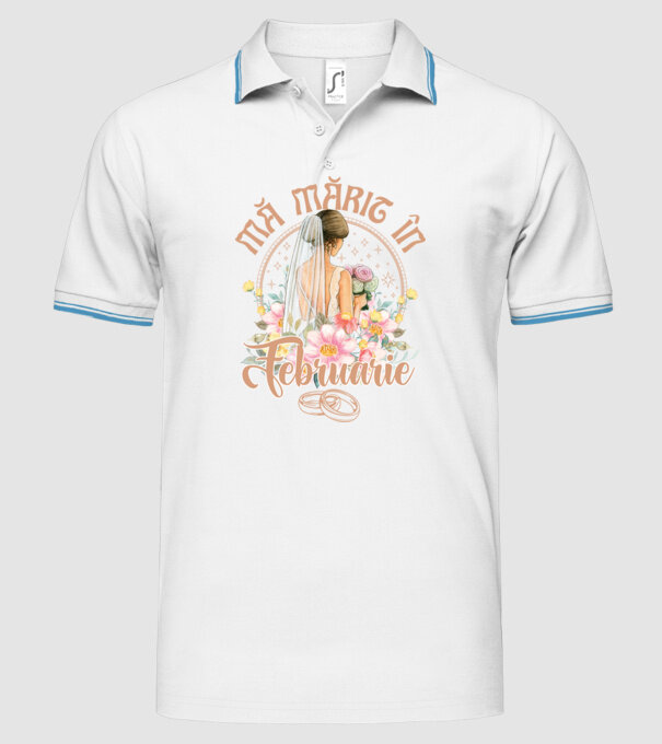 mă mărit - în februarie model alb pe tricou