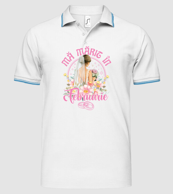 mă mărit - în februarie model alb pe tricou
