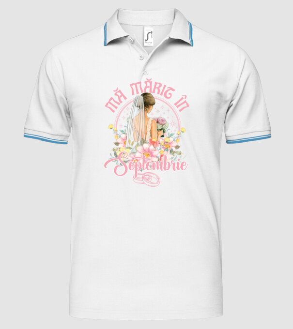 mă mărit - în septembrie model alb pe tricou