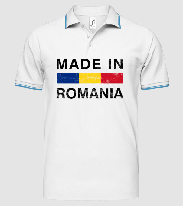 made in romania model alb pe tricou