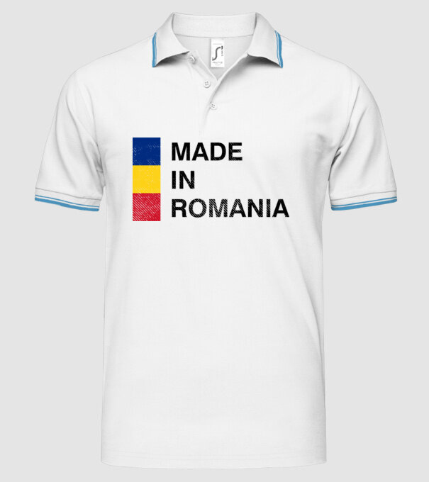 made in romania model alb pe tricou
