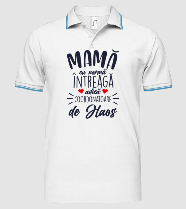Mamă cu normă întreagă adică coordonatoare de haos model alb pe tricou