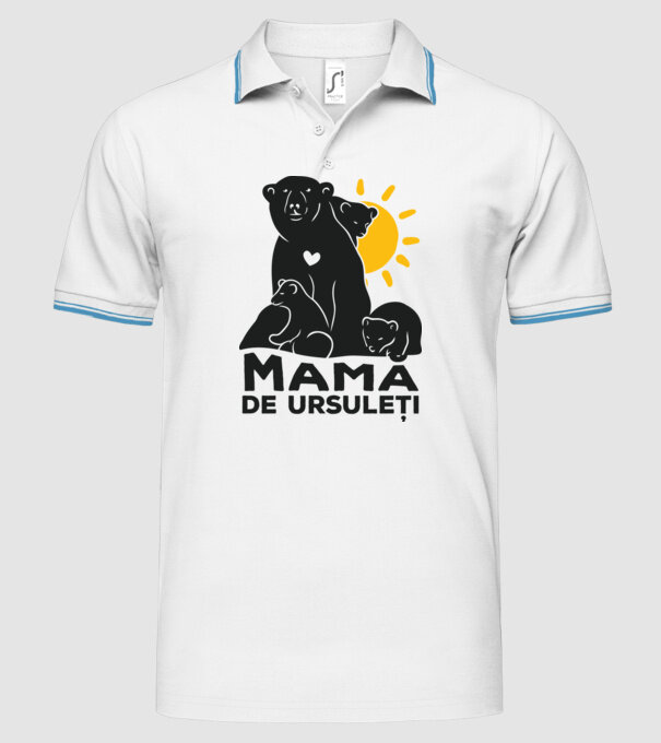 Mamă de ursuleți model alb pe tricou