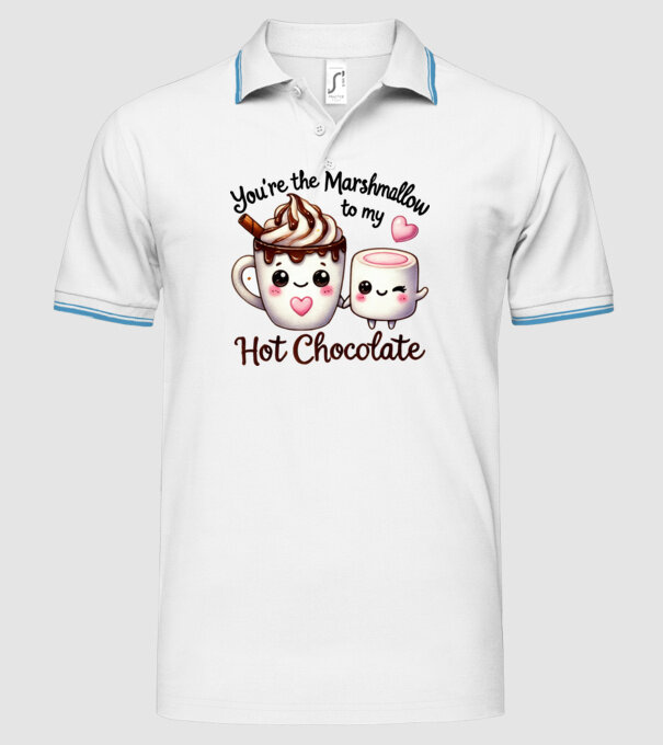 Marshmallow to my Hot Chocolate model alb pe tricou